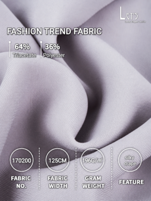 Luxury Triacetate-Polyester Fabric – Fluid Drape, Cool Touch, Ideal for Trousers & Dresses