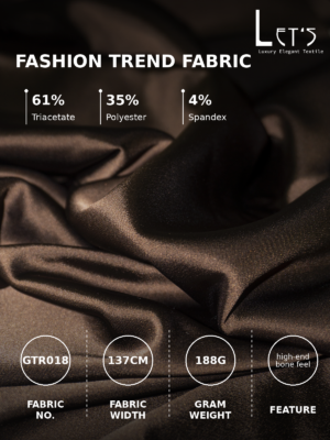 Luxury Satin Triacetate Fabric with Elastane – Wrinkle-Resistant, Skin-Friendly, Fluid Drape