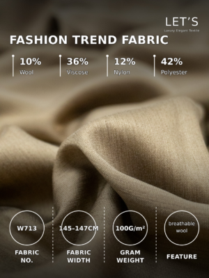 Wool-Rayon-Nylon Blend – 145-147cm Width, 100GSM, In Stock