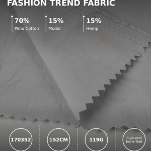 Premium Pima Cotton-Modal-Hemp Blend Fabric – 152cm Width, 119GSM, In Stock