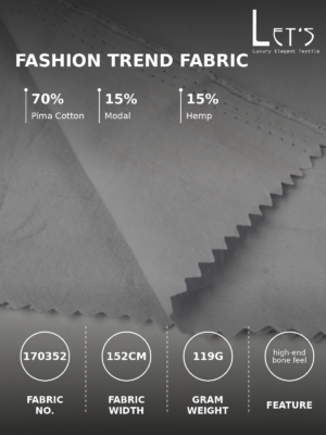 Premium Pima Cotton-Modal-Hemp Blend Fabric – 152cm Width, 119GSM, In Stock