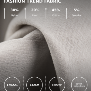Cotton-Linen-Nylon Blend with Stretch – 142cm Width, 148GSM, In Stock