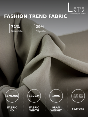 Premium Compact Twill Triacetate Fabric – Crisp Dry Handfeel, Mechanical Stretch, Ideal for Spring/Summer
